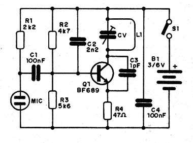Figura 3 – Diagrama do micro-transmissor de µHF
Figura 3 – Diagrama do micro-transmissor de µHF