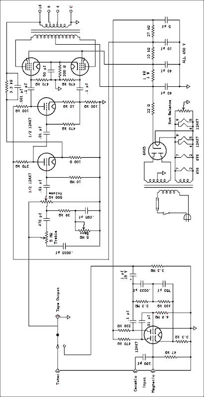 Figura 4 - Diagrama completo de um amplificador valvulado. Figura 4 - Diagrama completo de um amplificador valvulado.